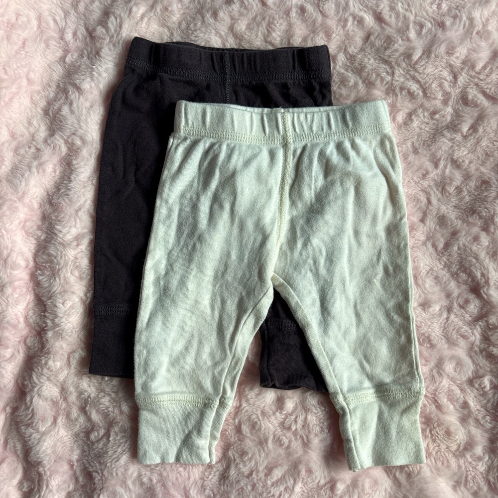 Onesies Brand Charcoal Black and Off-White Baby Leggings (2 pack)